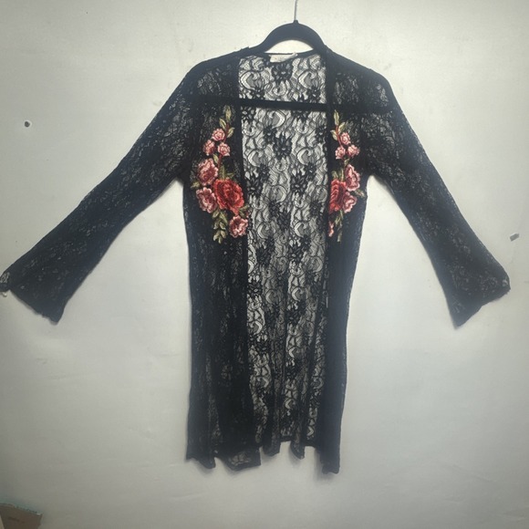 Sweaters - The Line of Style | Lace Cardigan With Rose‎ Stitch Detail